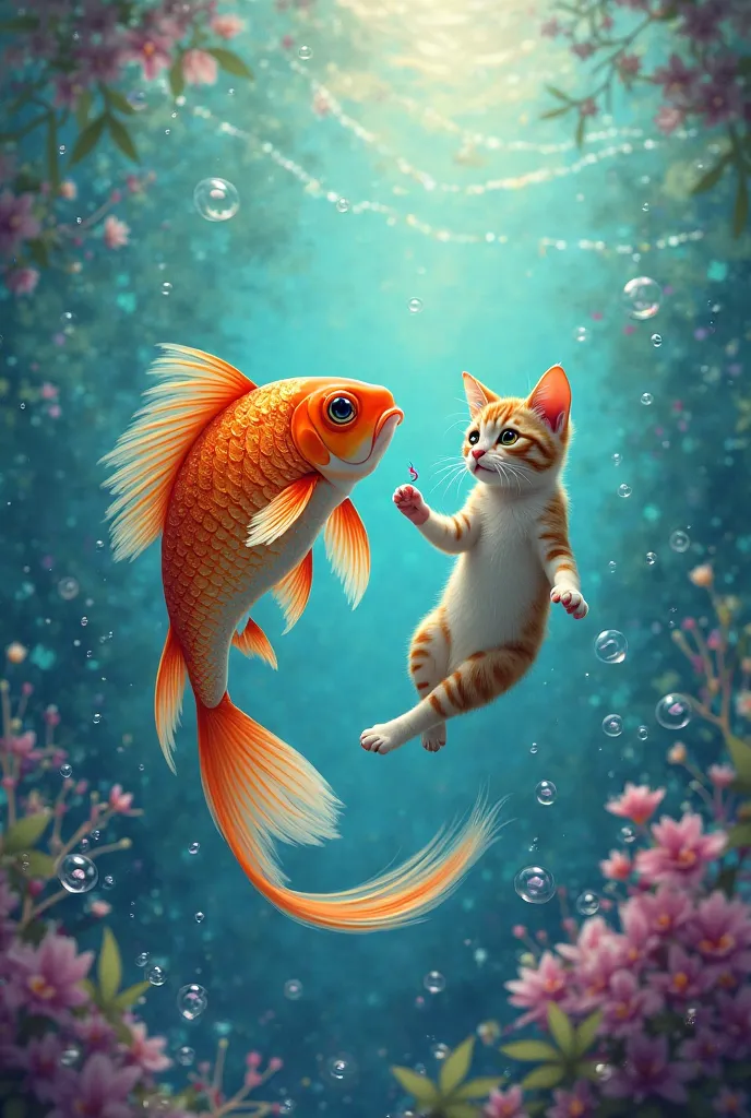 A fish swimming with cat video