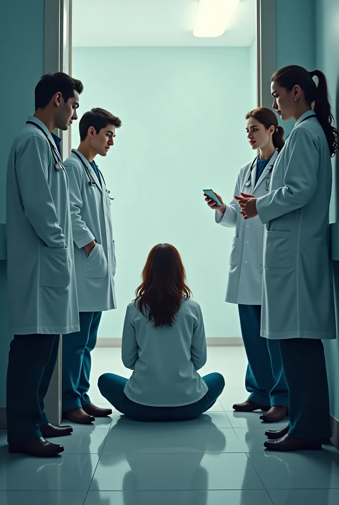 Believe me, a woman sitting on her back in a room of a psychiatric hospital and around there are a lot of doctors. 