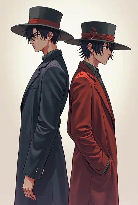 there are two men in hats standing next to each other, digital art inspired by Bian Shoumin, trending on cg society, digital art, official fanart, high quality fanart, artwork in the style of guweiz, detailed fanart, fanart, official art, official fan art,...