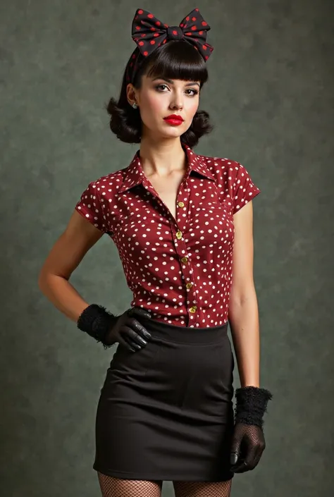 Rockabilly Retro Style with Dark Touch

Upper part: Slim fit blouse with polka dot or square print, knotted at the waist .

 bottom: Pencil skirt or high-waisted shorts with mesh tights.

footwear: Vintage round toe heels or platform boots.

accessories: P...