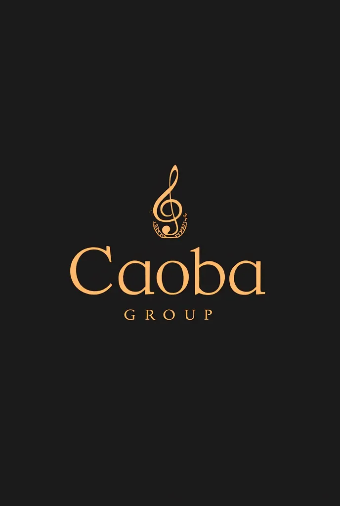 Make a logo for a musical group, the logo should say CAOBA, that has a musical symbol, the legible and elegant typeface in colors