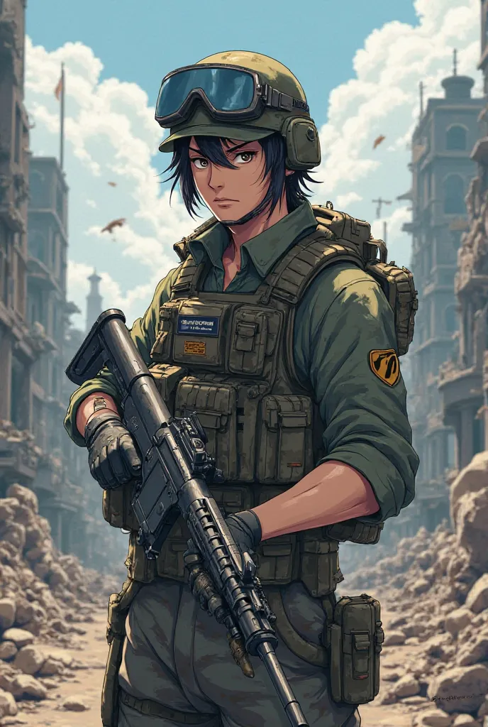 Anime Soldier Man (with rifle in hand) (vest and helmet on)