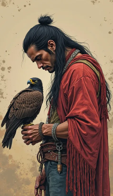 Create very high quality image, In drawing 9
O, Old comic book style, With Tom from GTA 6: Of an Indian, nightwolf style, na mata, Lonely, with an eagle perched on his arm, the Indian lowers his head, THOUGHTFUL, an image for reflection videos on TikTok