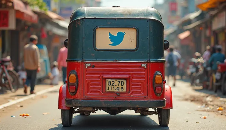 Twitter JPn and auto rickshaw back side state back view red colour