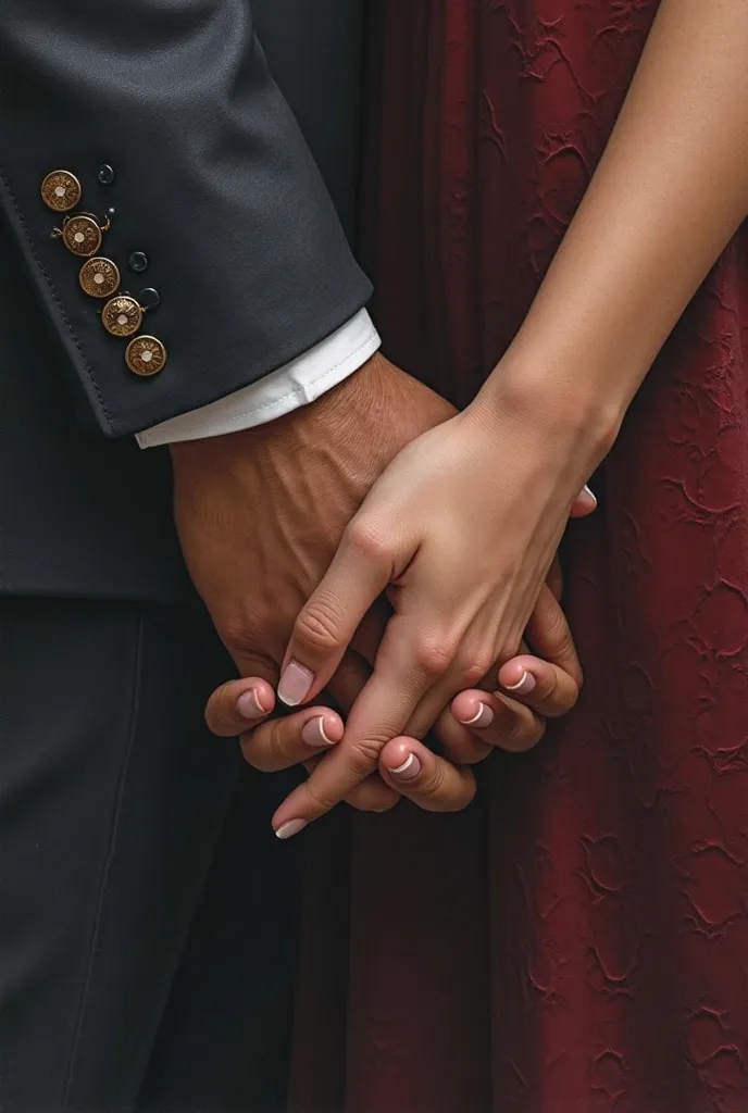 
A close up of a couple's clasped hands.
 style : More comfortable, with an air of exclusivity.
COLORS :  Dark tones like black , navy blue or burgundy with gold or silver details.
pencil drawing 