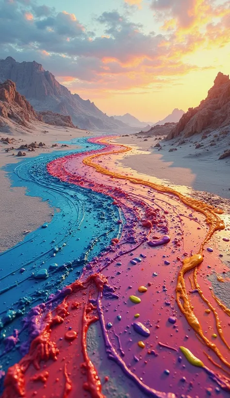 Paint spilled onto the ground forming a colorful and vibrant path, symbolizing that your journey is being painted with purpose.