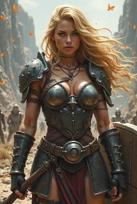  warrior woman , blond hair, War Hammer