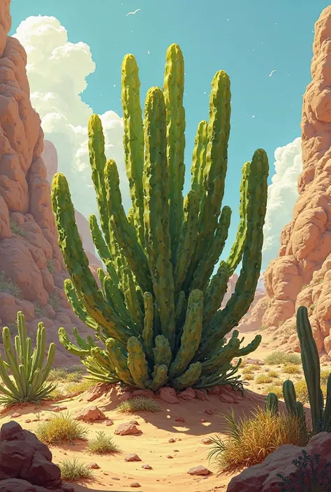 Maguey de Pulque with semi-desert landscape 