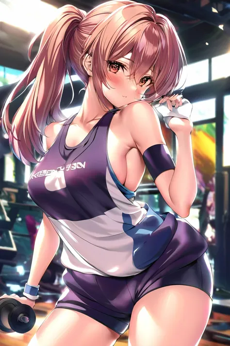 (Highest quality:1.2,  anime artwork ,  anime style,  studio animation , very well detailed,  latest,  vibrant, anime coloring, high contrast,  masterpiece:1.2, Highest quality, Aesthetics at its best),  Beautiful Thighs, brown hair, high ponytail,  perfec...