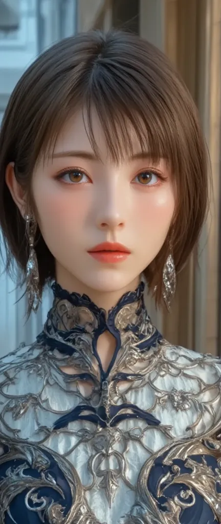  Closeup of a woman in a silver and blue dress, ArtStationの程維潘, Jean J.,  Amazingly Sexy Beauty ,   Detailed Fantasy Art  ,  In the form of、 fan art best art station ,  Magnificent and elaborate character art  , Beautiful Armor,  Very detailed terms ,   de...