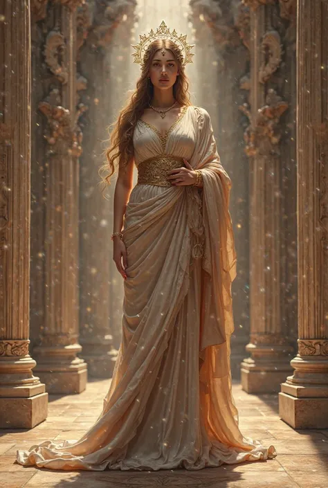 Create the photo of the different goddess Hera with Roman and Greek features.