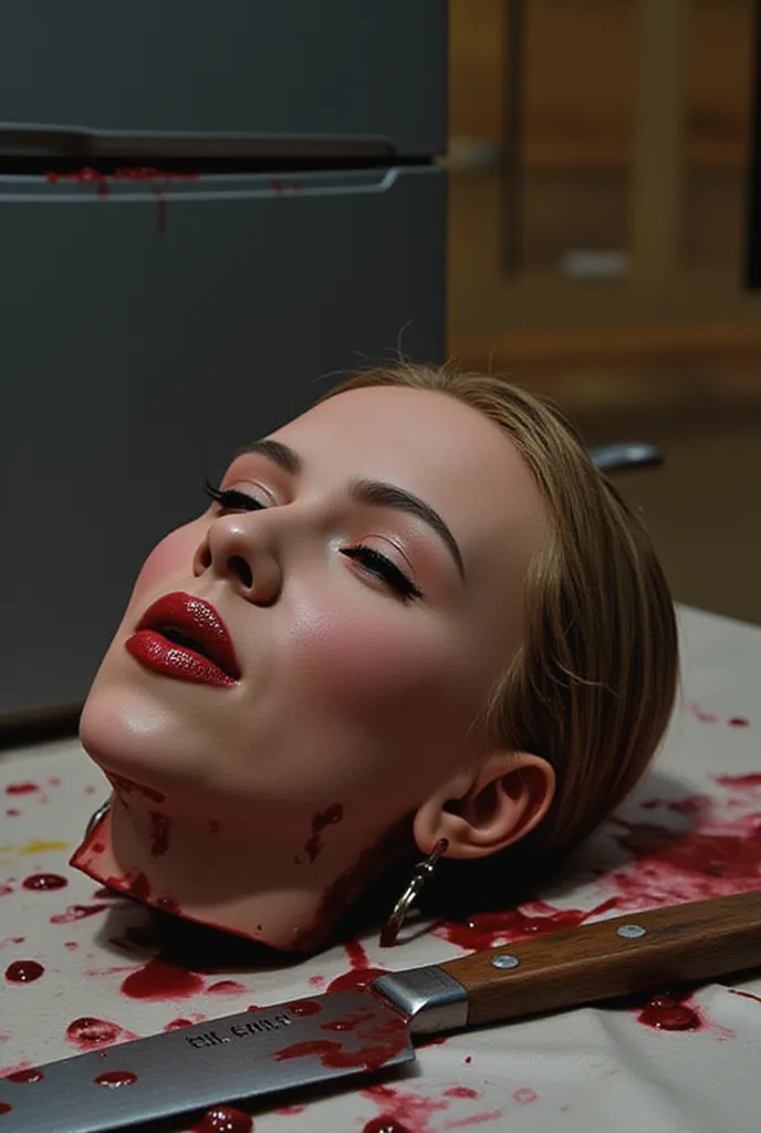 Scarlett Johansson    Scarlett Johansson      hand-knife on neck-throat head-neck-Blood knife-neck  Refrigerator-head-throat    I found a  decapitation  in the freezer of " bloody , if it weren't for you . с fromкрытым ртом , She , from ,  decapitation  , ...