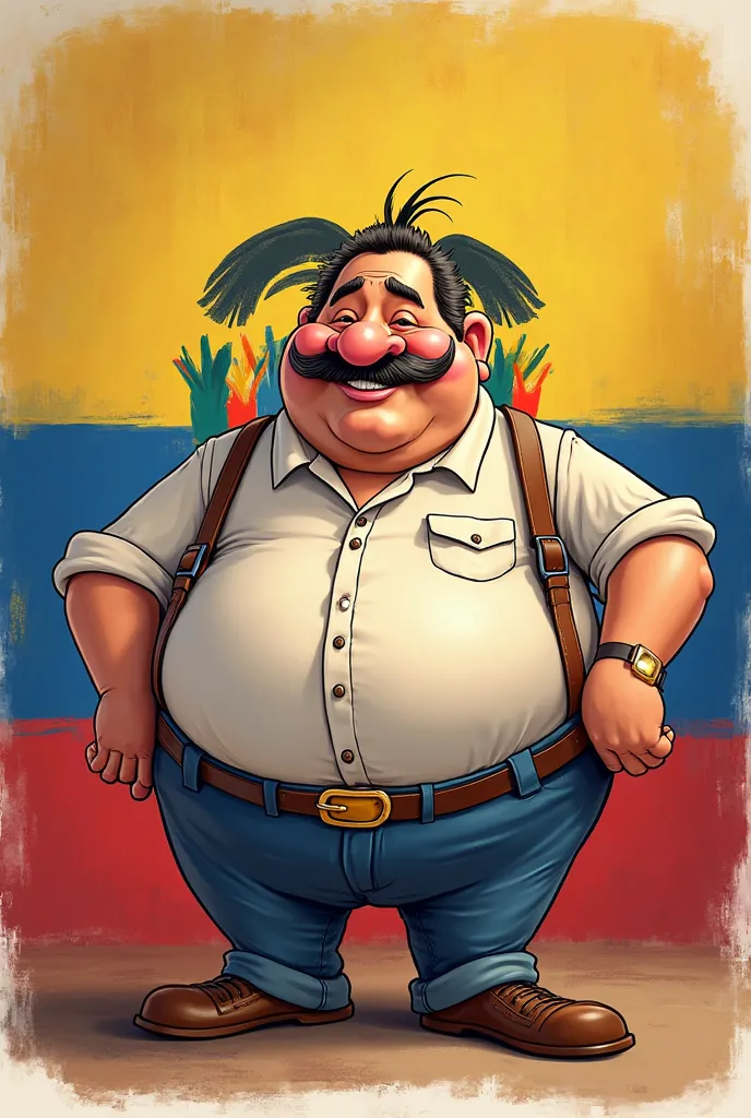 Hello, I want you to make an anime image for me with the cartoon of Uncle Stan and the flag of Ecuador background