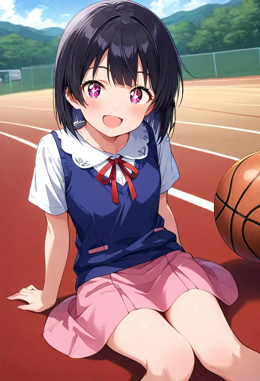 score_9, score_8_up, score_7_up, score_6_up, score_5_up, score_4_up, (Work seen from the front)  (Show the whole body) 
(An elementary school girl is playing basketball)  Top quality, Masterpiece, Ultra high resolution,
Beautiful upper body, Detailed face,...