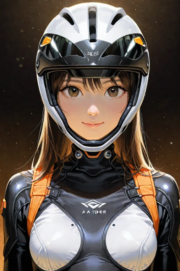 rider suit、small breasts、wear a rider helmet、