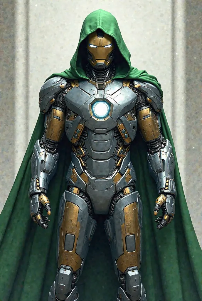 Iron Man's gray suit, green hood, For a poster logotipic art 