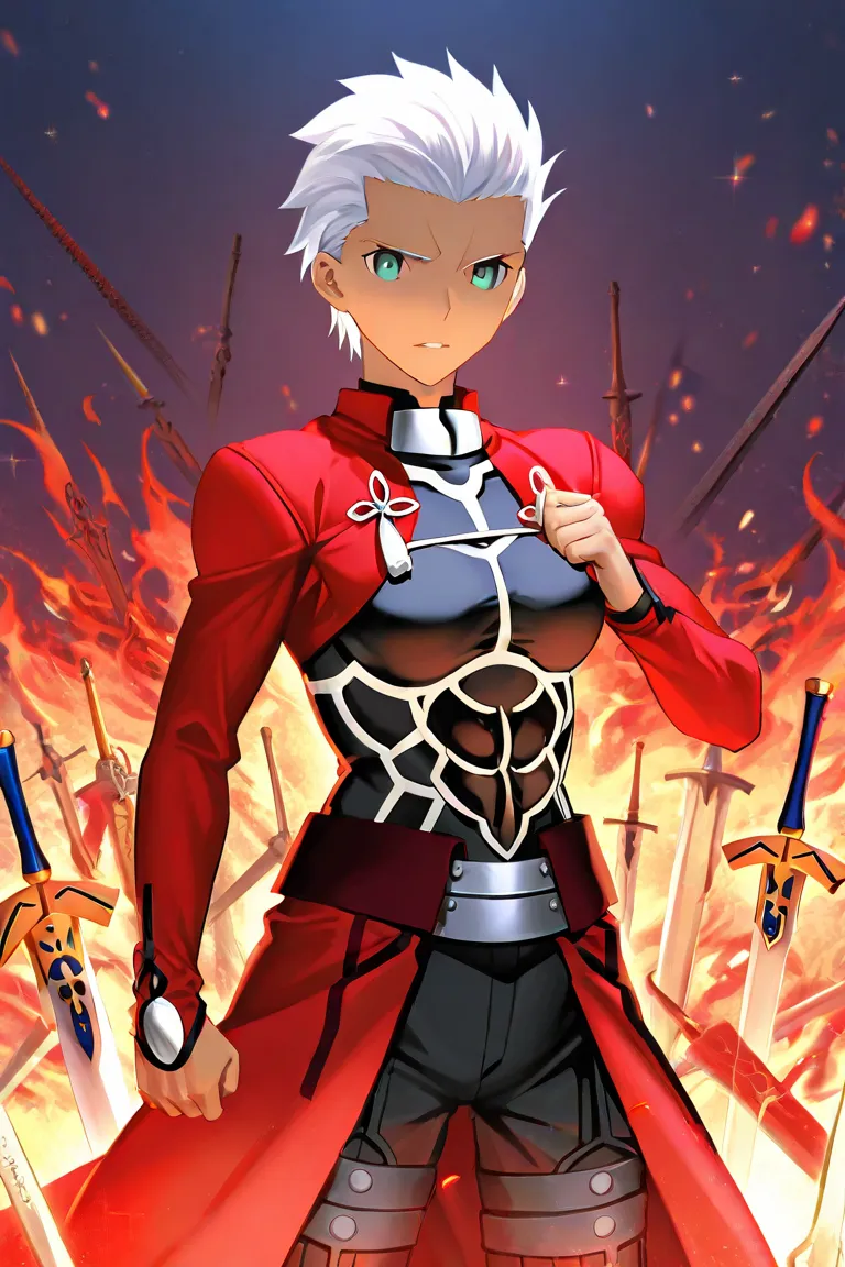 fate stay night, archer, emiya, 1girl,                                       I am bone of my sword.
Steel is my body, and fire is my blood.
I have created over a thousand blades.                              Unknown to Death.
Nor known to Life.
Have withst...