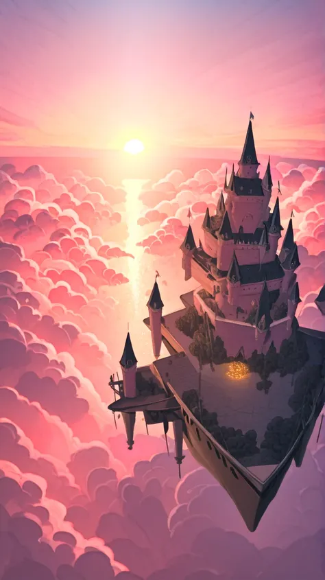  Castle in the sky 　cloud　Sky　. It has been exquisitely detailed。. Top quality craftsmanship , Exquisite carvings and intricate patterns. . The scene is captured in the medium of digital illustration., Combining photographic realism with concept art artist...