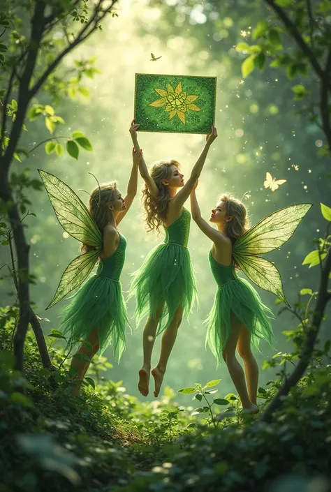 Invitations from XV Years of Fairies in shades of green