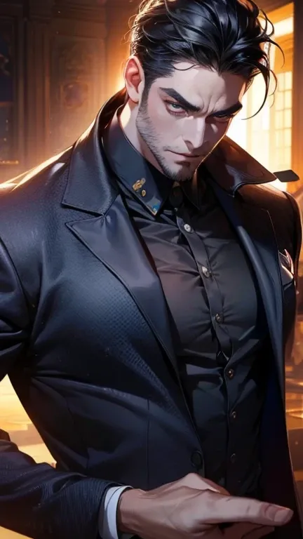 (              league player      ,4K,8k,         highres,        masterpiece :1.2),        ultra-detailed   ,(Realistic,photoRealistic,photo-Realistic:1.37),36-year-old man,3 day beard,Beautiful anime,Portraits,strong,masculine,          with black hair  ...