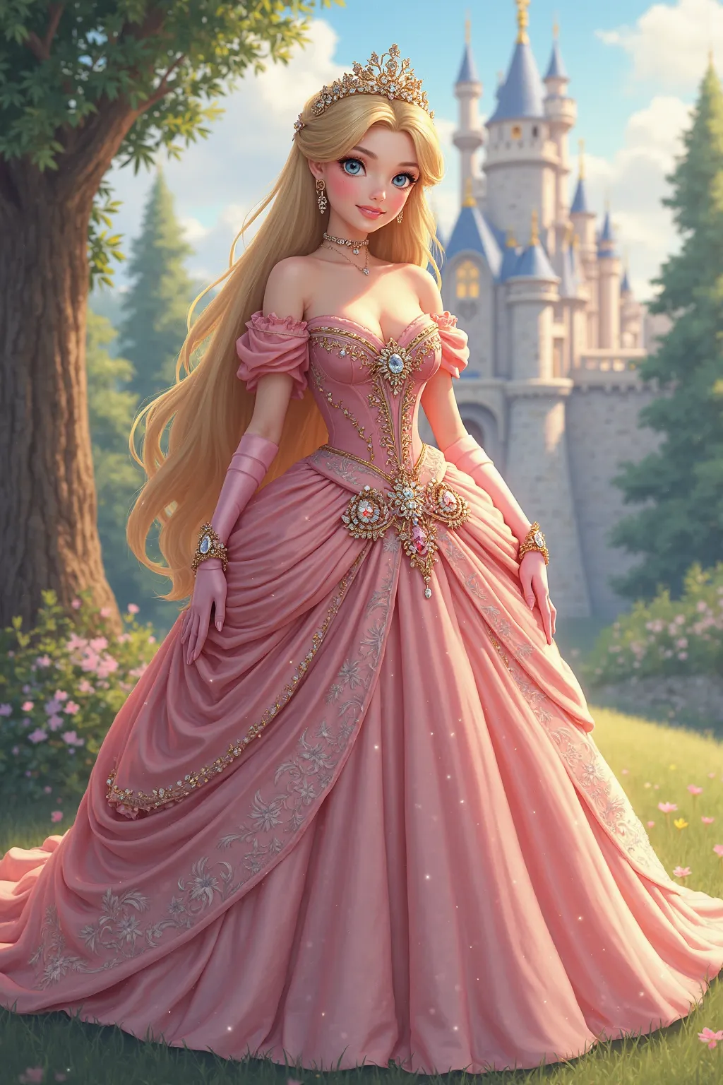 anime artstyle,Masterpiece,(Best Quality), (Super Detail),(Very Delicate and Beautiful),(Solo),((full body portrait)),full body,full body portrait,(detailed face and eyes),jewel-like beautiful eyes,((1 princess in a beautiful embroidery and jeweled rococo ...