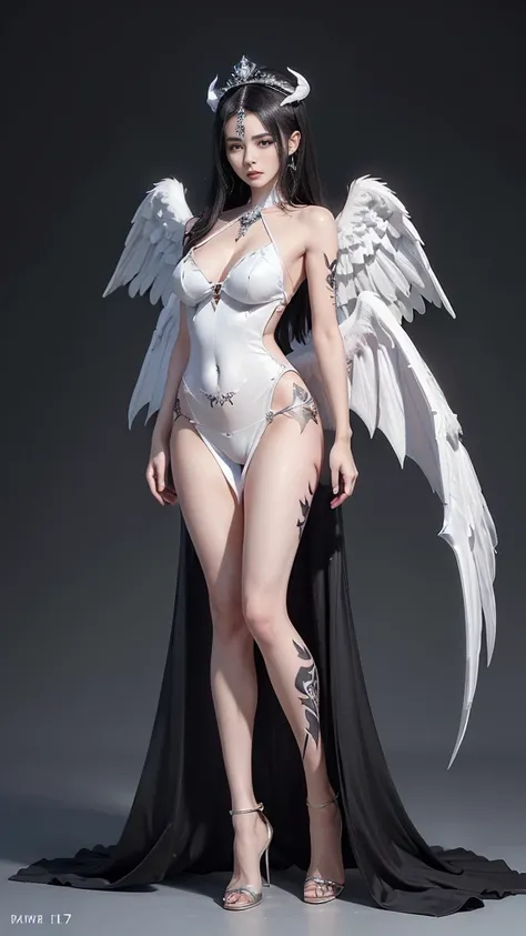 Massive wings, Mighty Wings,  Chubby Breasts, Nude,  nude, Lullaby, no clothes, See the vagina,  see the milk ,  exposed body, Not wearing underwear, ( Wings of the Gods, Wings of the Gods ), (( Full Body Photos:1.8)), Black and red body tattoo, (On the ba...