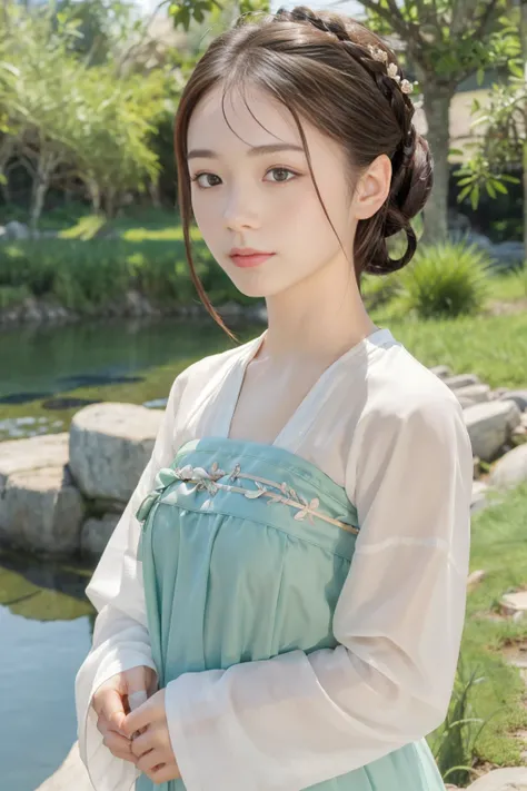 best quality and best,masterpiece,超Hi-Res,(photorealistic:1.4),8K RAWフォト, Hi-Res,Ancient Chinese Red Hanfu,Beautiful Patterns ,beautiful eye details, long lashes, RAW Photos, towards the viewer, upper body, Closeup Shot, (((  landscape background ))),(((1 ...