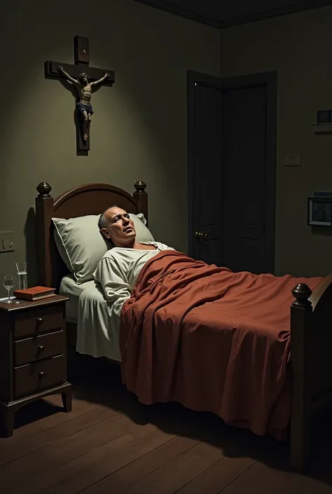 The priest is seen sick and in bed