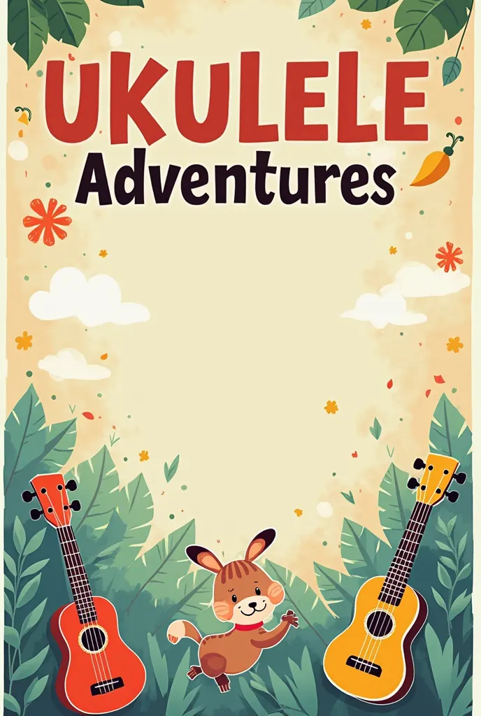 English posters for elementary school students
Ukulele club recruitment
The theme is Ukulele Adventures
The picture is simple，Relaxed and lively
Text section Use short English expressions to meet new people，Share good music
All grades and elementary school...