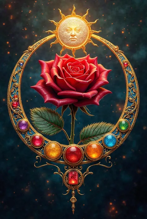 andm um universo de magia e encantamento, the symbol of the Gypsy of Love, where each trait vibrates with love, energy and balance. At the center of this mystical creation, a red rose blooms in all its fullness, with finely carved petals that tell stories ...