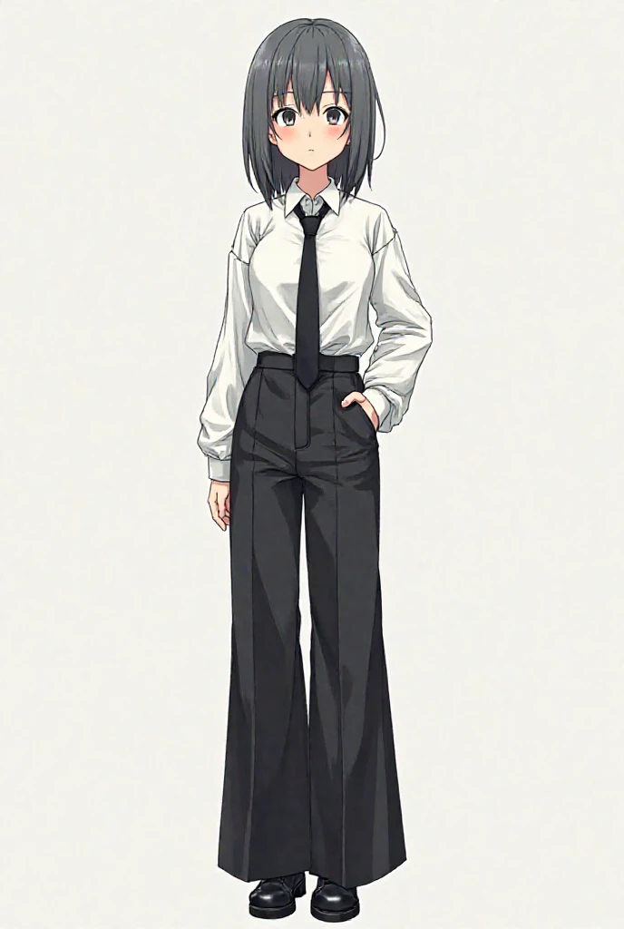 It generates an image of a manga style anime girl with generously large breasts, thin waist,  medium thighs, slightly dark gray hair, an orca's dorsal fin on the head and an orca's tail slightly wide at the waist, she wears a loose white long-sleeved shirt...