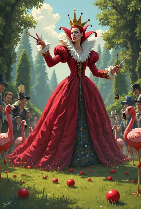 The red queen orders her head to be cut off in the middle of the croquet game 