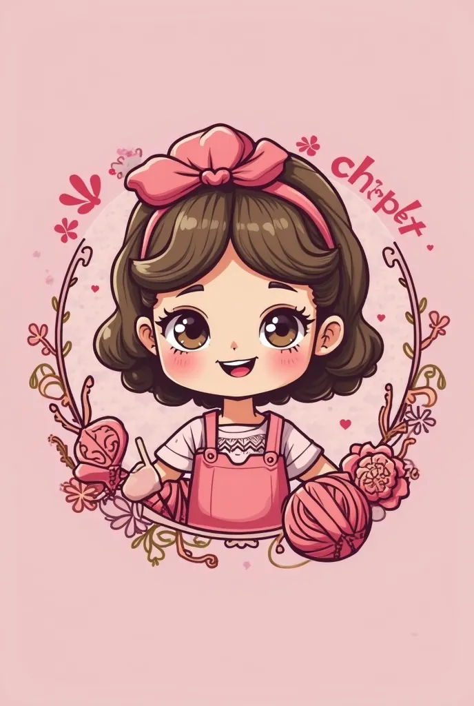 claire.chet logo..pink themed..associated with crochet..it should be unique..and has nice background design..should be cute..