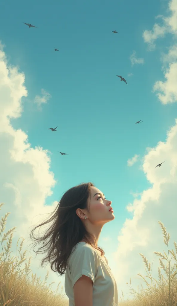  woman looking up at the sky