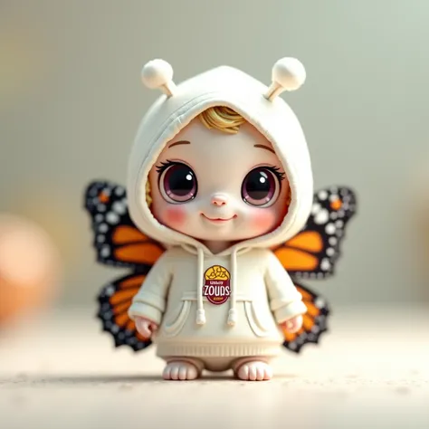 cute baby mini butterfly wearing a hoodie with APST logo.