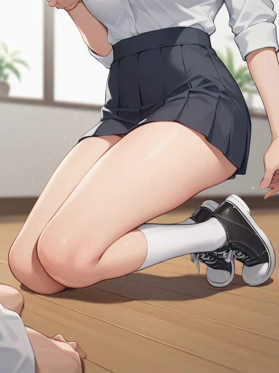  score_9,  score_8_up,  score_7_up,  score_6,  score_5_up,  score_4_up，anime break，nsfw，  uncensored，a very cute animated little ranch girl、、wearing shoes in a very short skirt、In the image of the whole body、the man's hands are around her body、your hands h...