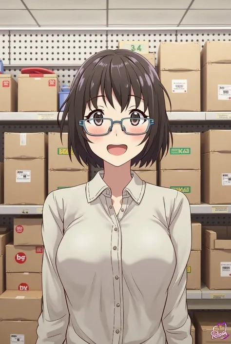 arafed woman in glasses standing in a store with boxes, Yoshitomo Nara, Chiho, Tsutomo Nihie, 8k!!, Chiho ashima, 4 k!!!, no academy, aoshima Chiho, nishimiya shouko, Kiyoko Suzuki,  narumi kakinouchi