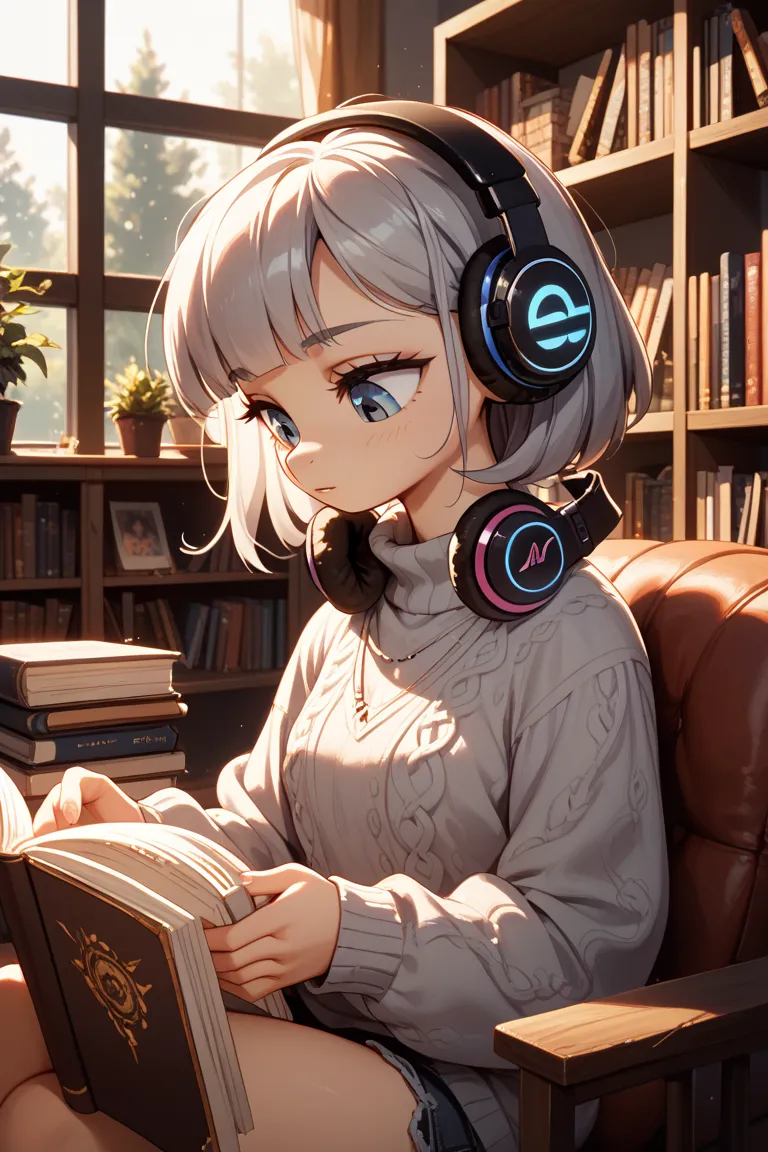 Gray Hair,female,headphones