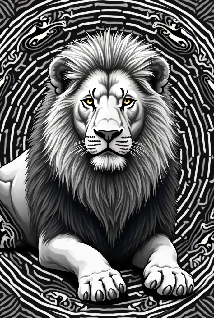 Captivating mandala style image of a lion in black and white 