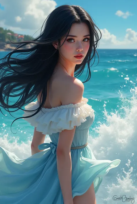 Can you generate Elora chin Valencia in the Wattpad book taming the waves by inksteady, can you generate her based on her description on the book