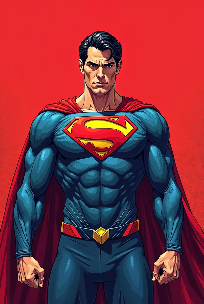 Superman hanery canvil colored line art clean with red baground  like hanery canvil Zack Snyder justice league 