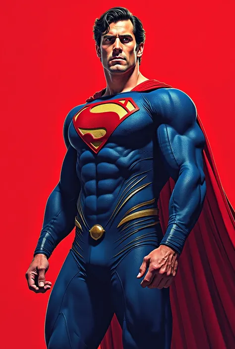 Superman hanery canvil colored line art clean with red baground  like hanery canvil Zack Snyder justice league  full body 