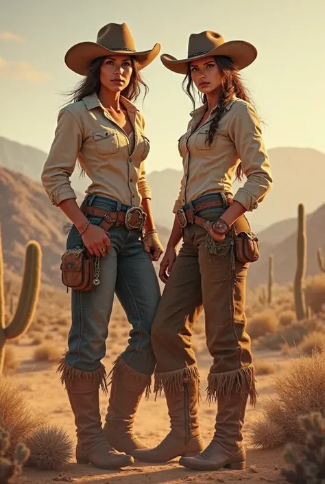 A cowgirl and a cowgirl 