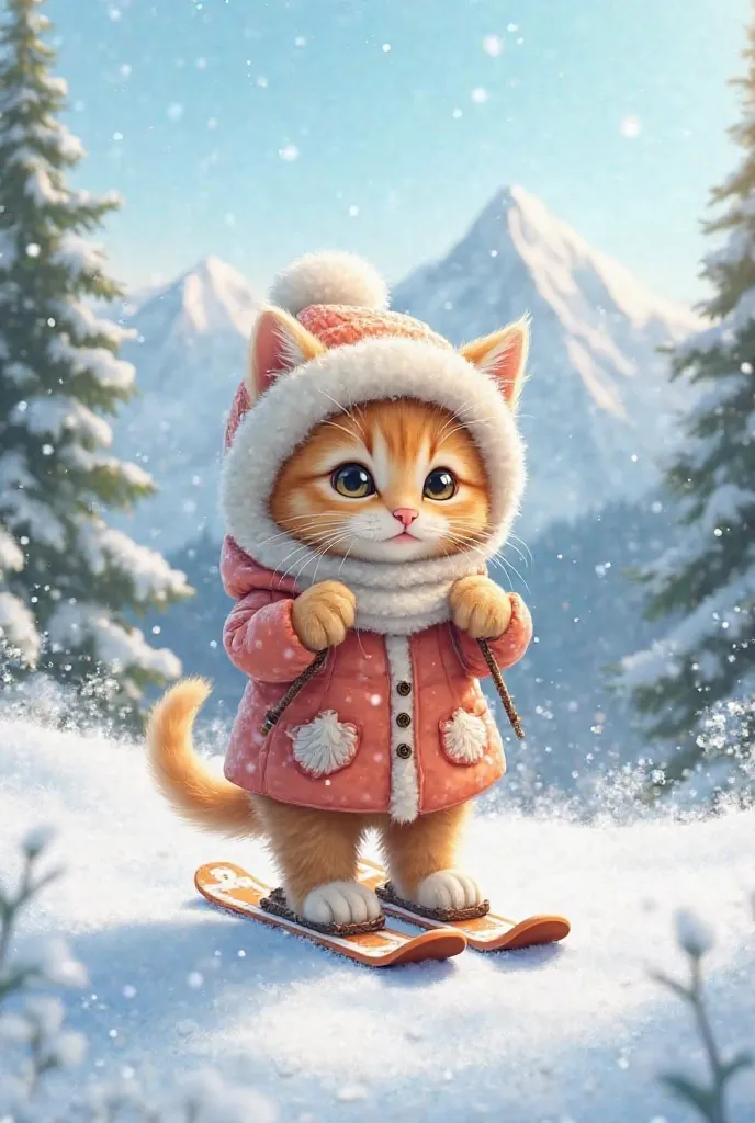 The cutest kitty in the world in summer outfit go skiing. 