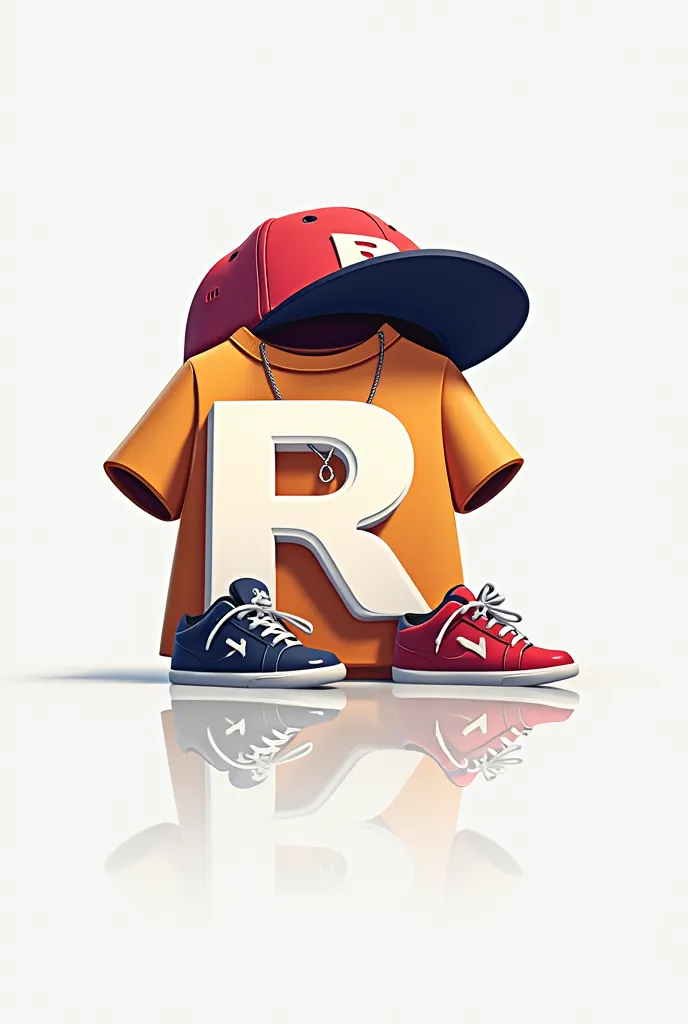 Logo with an R and a cap with a t-shirt 
