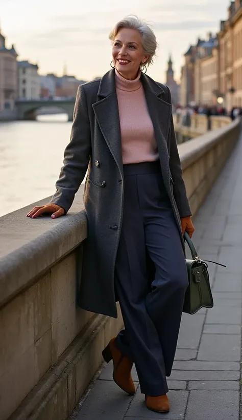 Modern Winter Refinement (Winter 2025 Trend for 65+ Women)

1. Outerwear:

Long wool coat in deep charcoal gray

Wrap-style with a belted waist for a sleek, sophisticated silhouette


2. Base Layer:

Fine-knit cashmere sweater in soft blush pink

Lightweig...