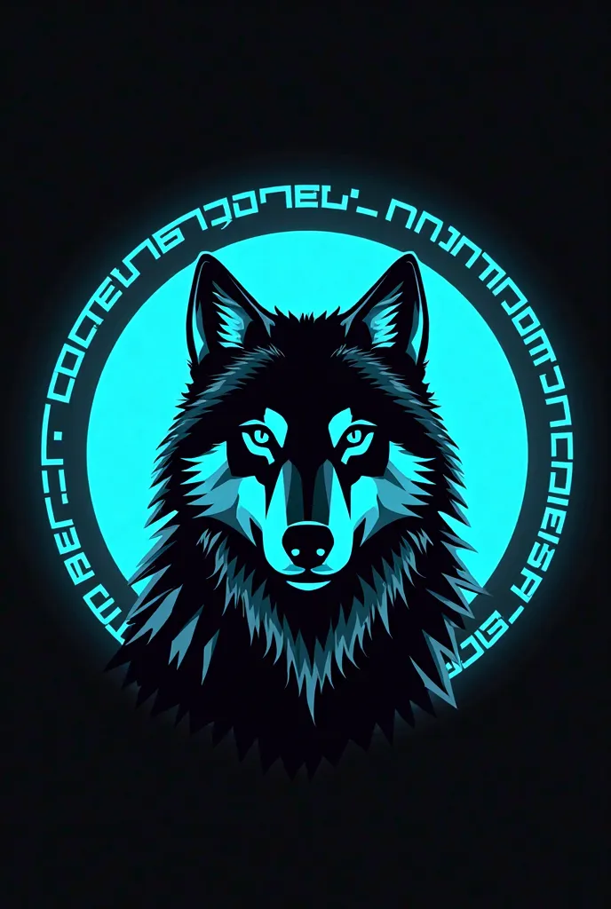 
"A logo has a circular logo with a stylized wolf in the center, drawn in thick and symmetrical lines. The wolf has a strong and imposing appearance, with a modern design and geometric cutouts. The inner background of the circle is of a light tone, contras...