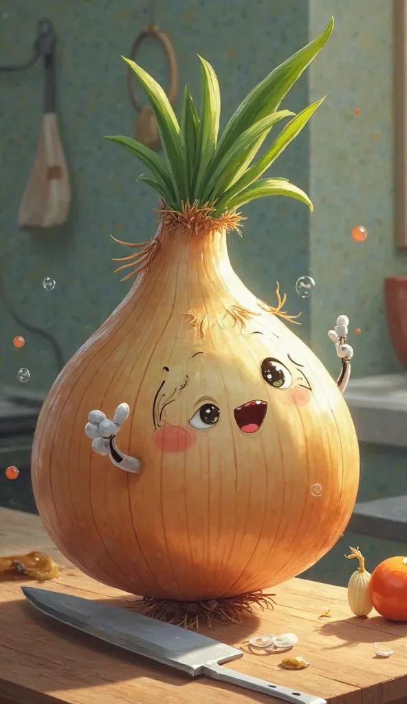 This onion keeps questioning why people cry when they cut it. "Am I tragic? Am I too powerful? Or am I just misunderstood?" Meanwhile, it dodges the knife dramatically.
