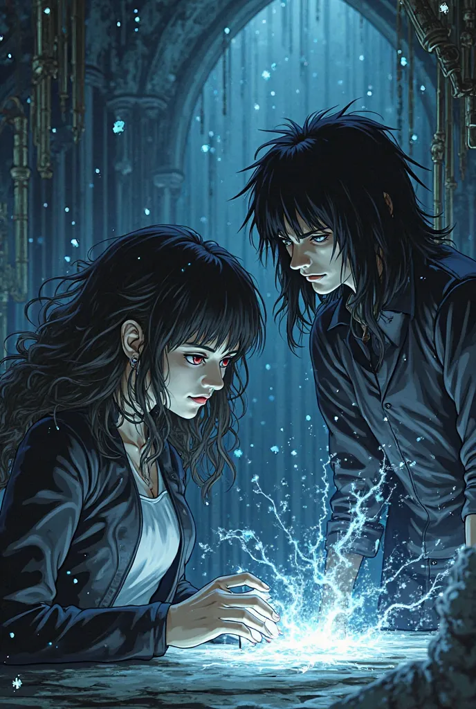 Page 8:

Panel 1: Sarah and Ryuk are shown working together. Sarah is using her skills to access information about the Shinigami world and how to neutralize the Death Note.

