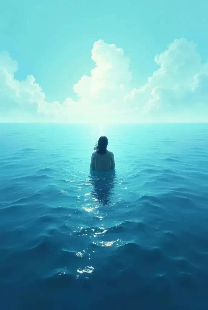 A person trapped in the middle of the ocean dreamy beauty artistic